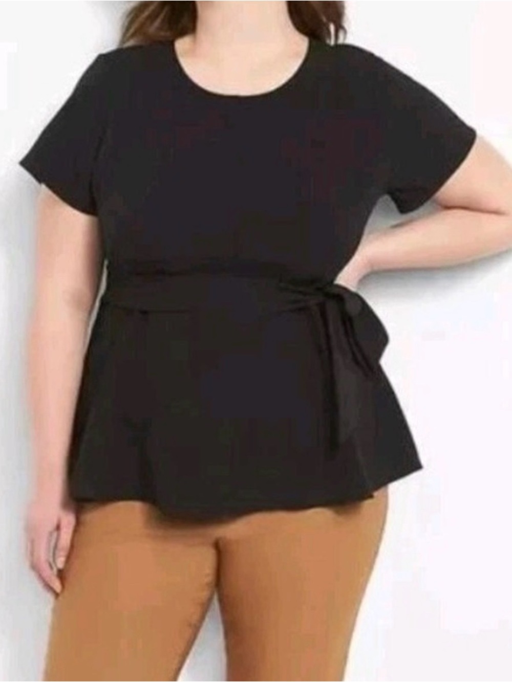 New Lane Bryant Black Fit & Flare Short Sleeve Peplum Top Size 20 NWT
